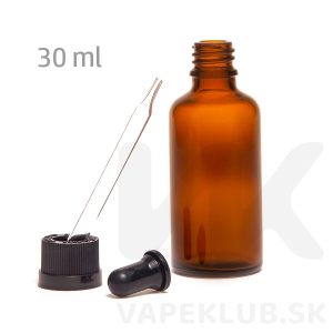 Fľaštička 30ml sklenená s pipetkou - kupuj na vapeklub.sk