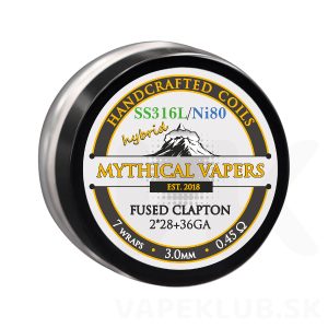 SS316L+Ni80 Hybrid Fused Clapton DL špirálky Mythical Vapers handcrafted